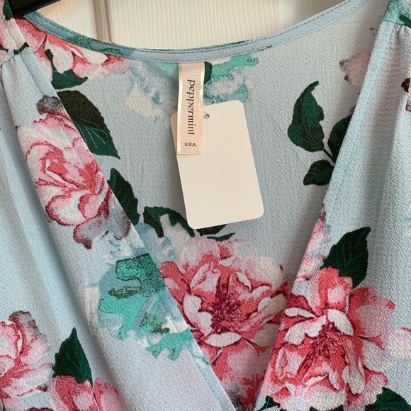 Floral high low wrap dress with flutter sleeves - Picture 5 of 6